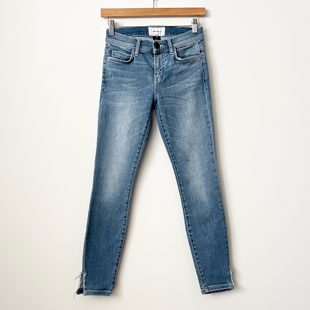 Current Elliott Women's Denim Jeans Size 24 Blue Skinny Mid Rise Split Hem
